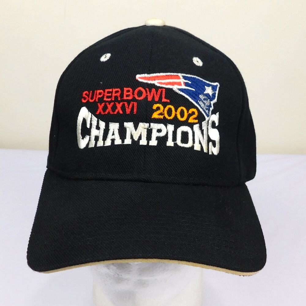 Vintage New England Patriots Super Bowl 36 Champions Hat 2002 Adjustable Black